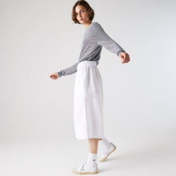 Lacoste Light Cotton Poplin Culottes Dámské - Kalhoty Bílé | CZ-JubjRy